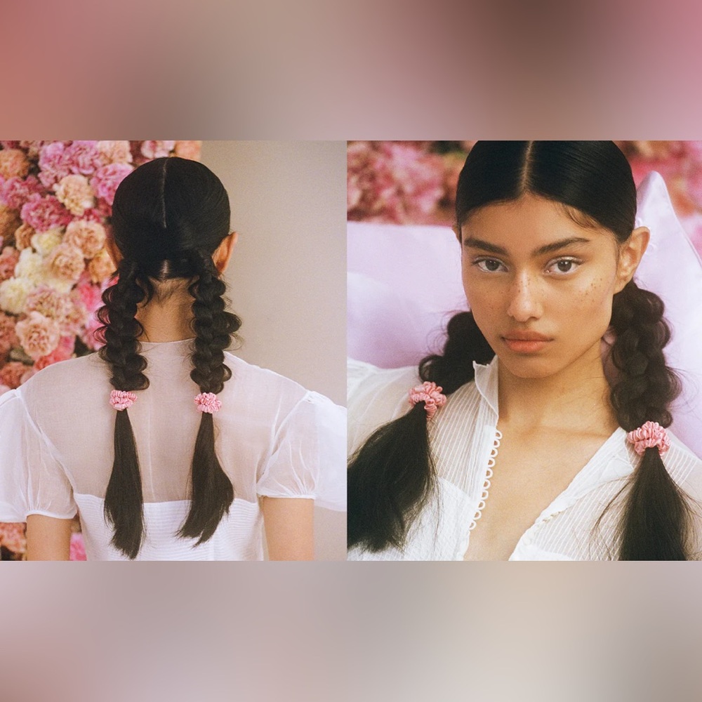 FIVE Pink Slip Silk skinny scrunchies